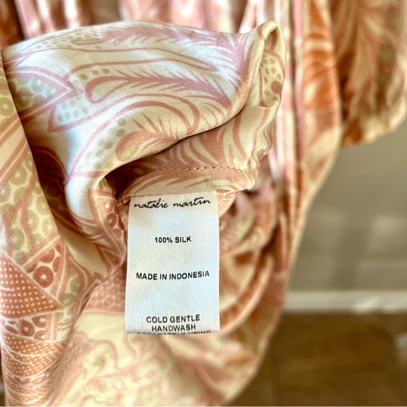 Natalie Martin 100% Silk Long Robe Size M Printed Tie Waist - quiet luxury chic - Picture 8 of 15